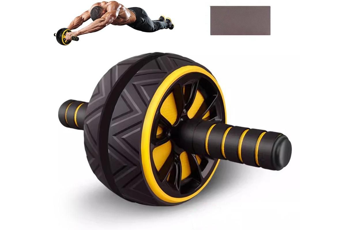 Wide Ab Roller Wheel for Home Gym Core Training - Yellow