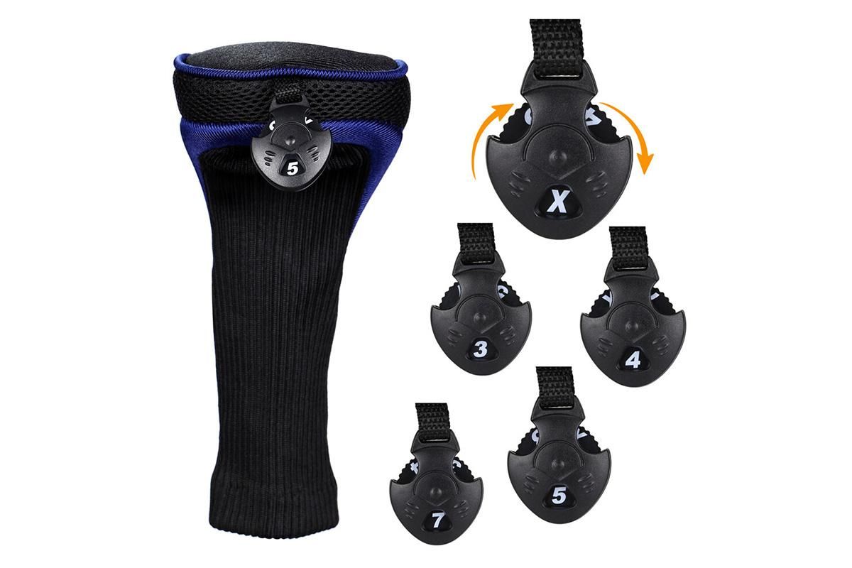 3Pcs Set Golf Club Head Cover for Woods and Driver with Interchangeable Tags 3 4 5 7 X - Blue