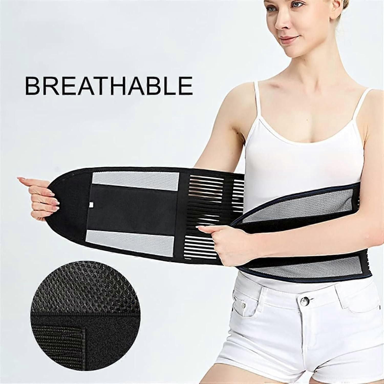 Adjustable Lumbar Support Belt, Breathable Back Brace for Gym Fitness, Weightlifting, Sports Training and Daily Activities - L
