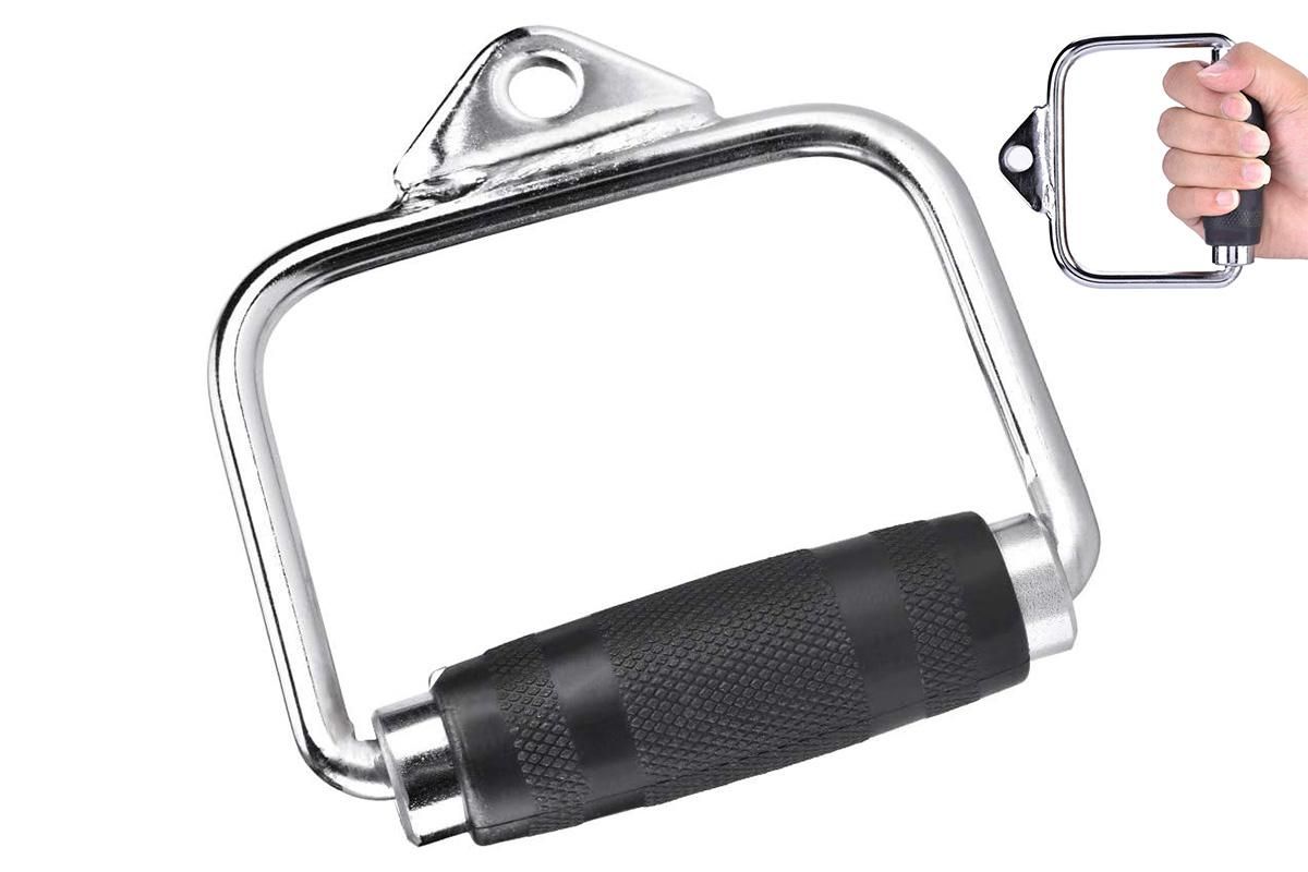 Single D Stirrup Handle with Rubber Grips for Cable Exercise Equipment