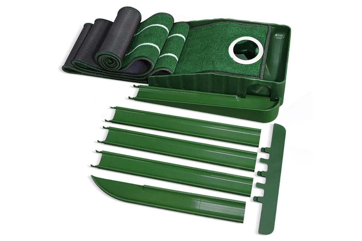 Practice Putting Mat Indoor Putter Trainer Mat 2.6m Auto-Return Golf Training Aid