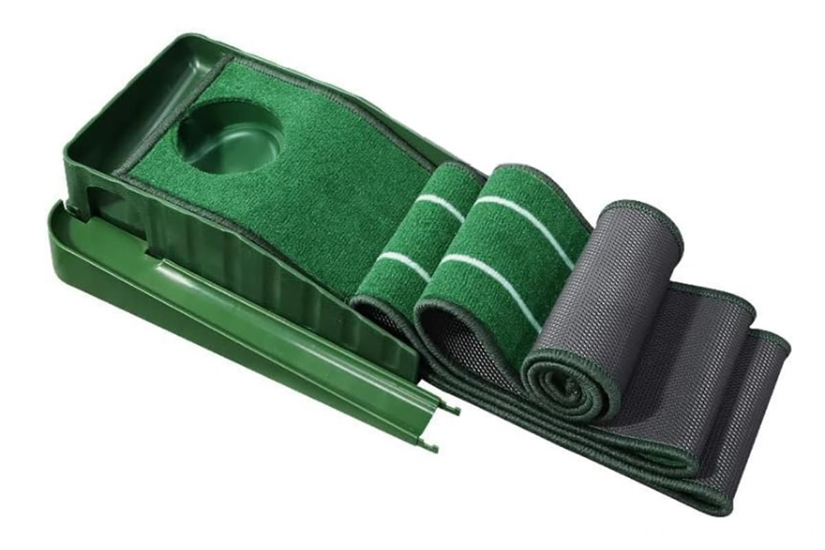Practice Putting Mat Indoor Putter Trainer Mat 2.6m Auto-Return Golf Training Aid