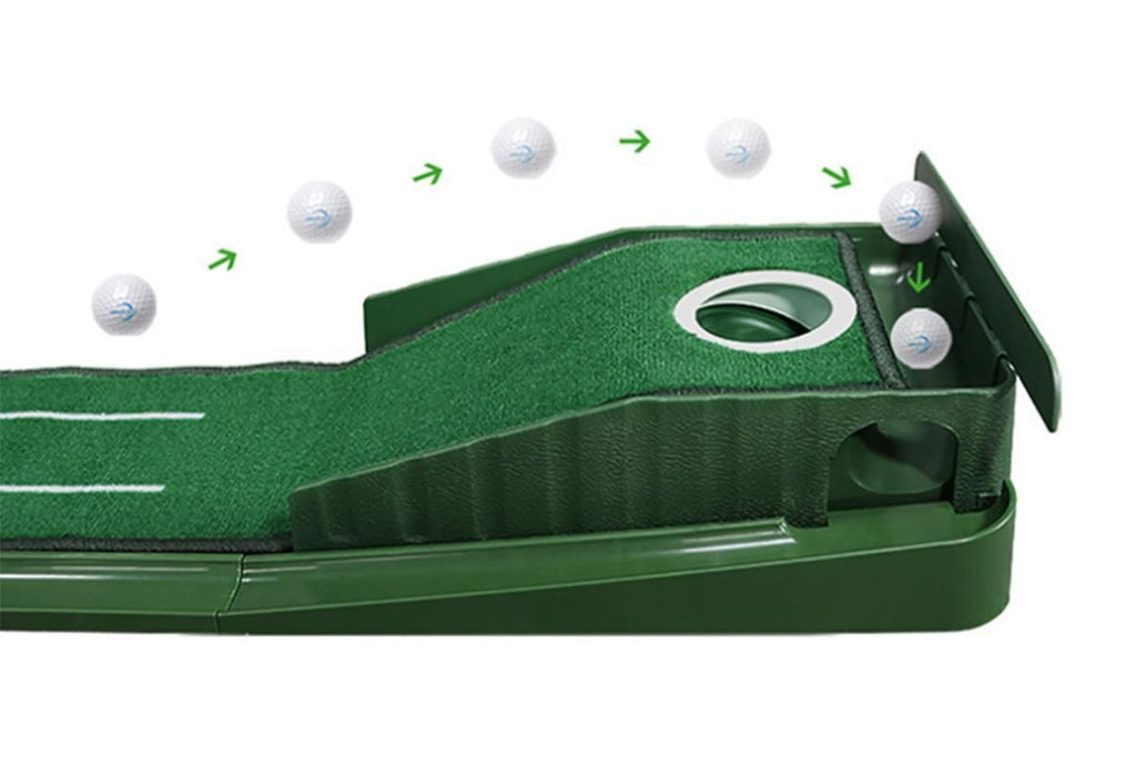 Practice Putting Mat Indoor Putter Trainer Mat 2.6m Auto-Return Golf Training Aid