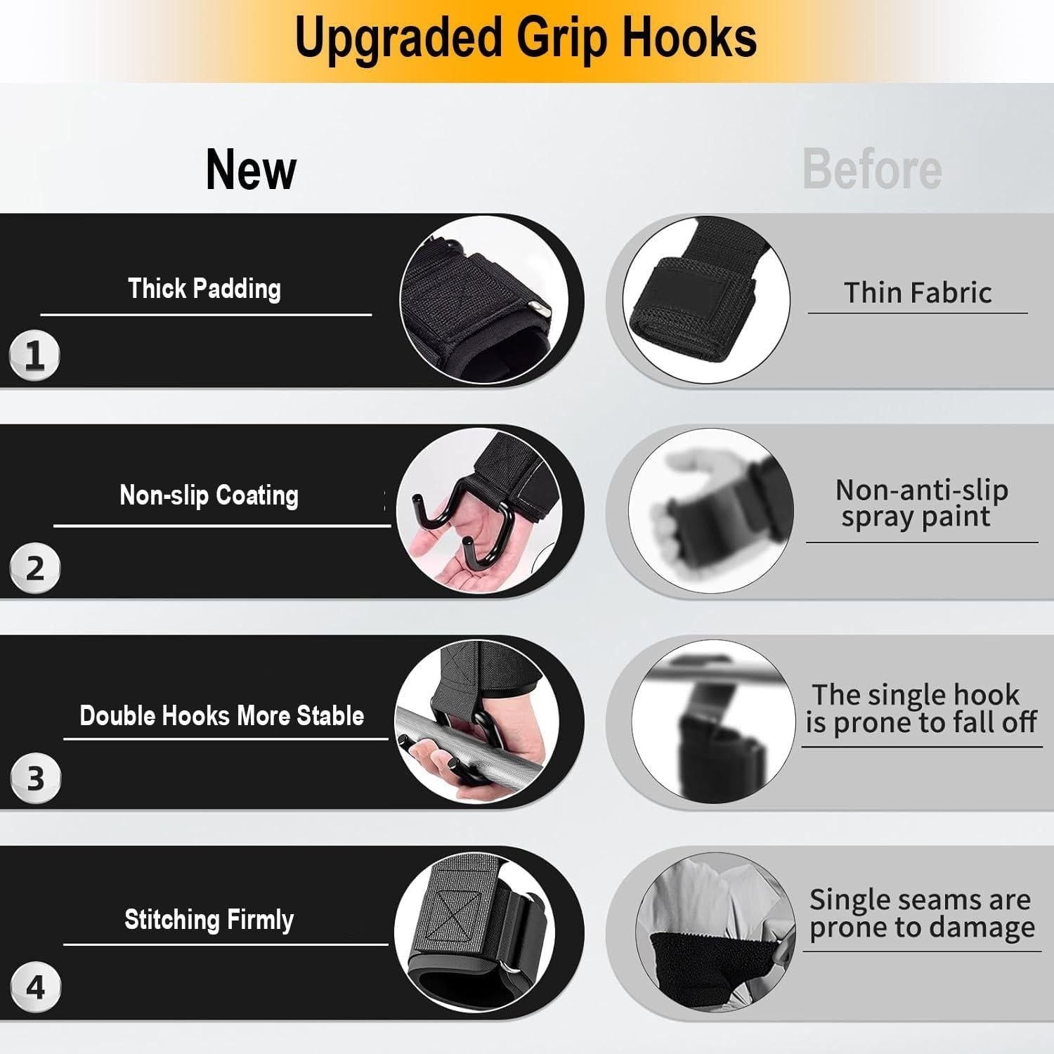 Lifting Hooks Gym Wrist Straps Deadlift Pull Up Support Power Hooks