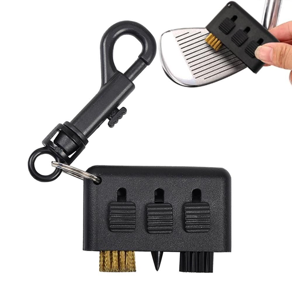 3 In 1 Golf Club Cleaning Brush Retractable Brass Nylon Groove Cleaner Tool
