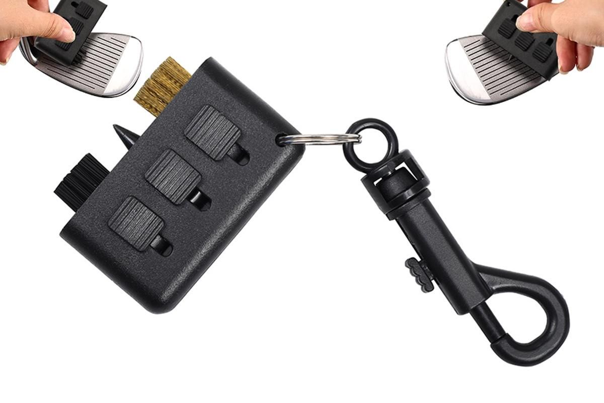 3 In 1 Golf Club Cleaning Brush Retractable Brass Nylon Groove Cleaner Tool