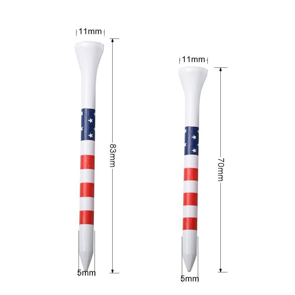 Colorful Striped Golf Tees Bamboo Golf Pegs Durable Tee Holder for Training and Practice 70mm/83mm-White