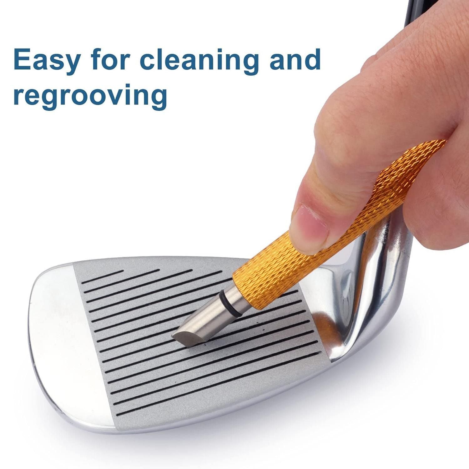 Golf Club Groove Cleaning Tool Wedge and Iron Groove Sharpener Golf Accessory - Black