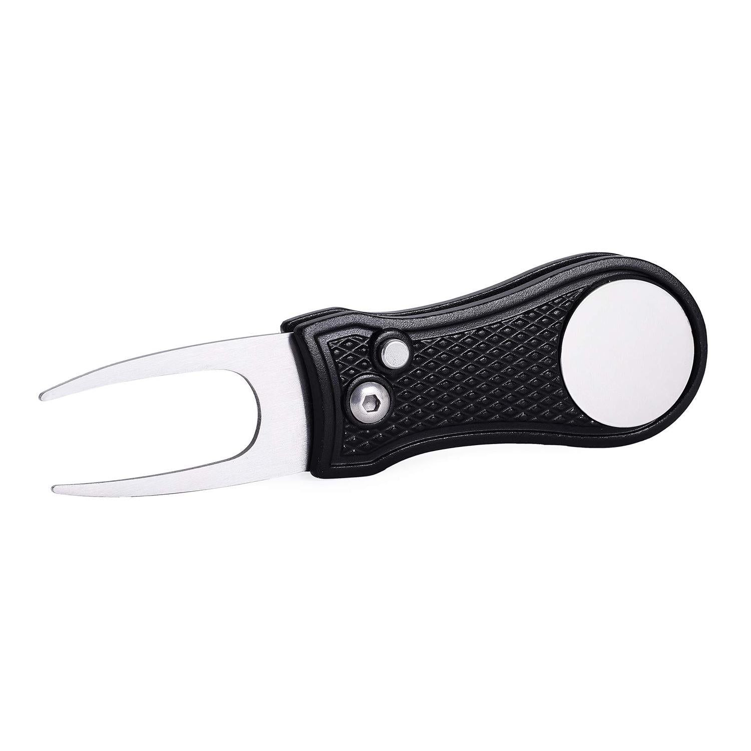 Stainless Steel Golf Green Fork Turf Repair Tool for Lawn Care and Divot Maintenance - Silver