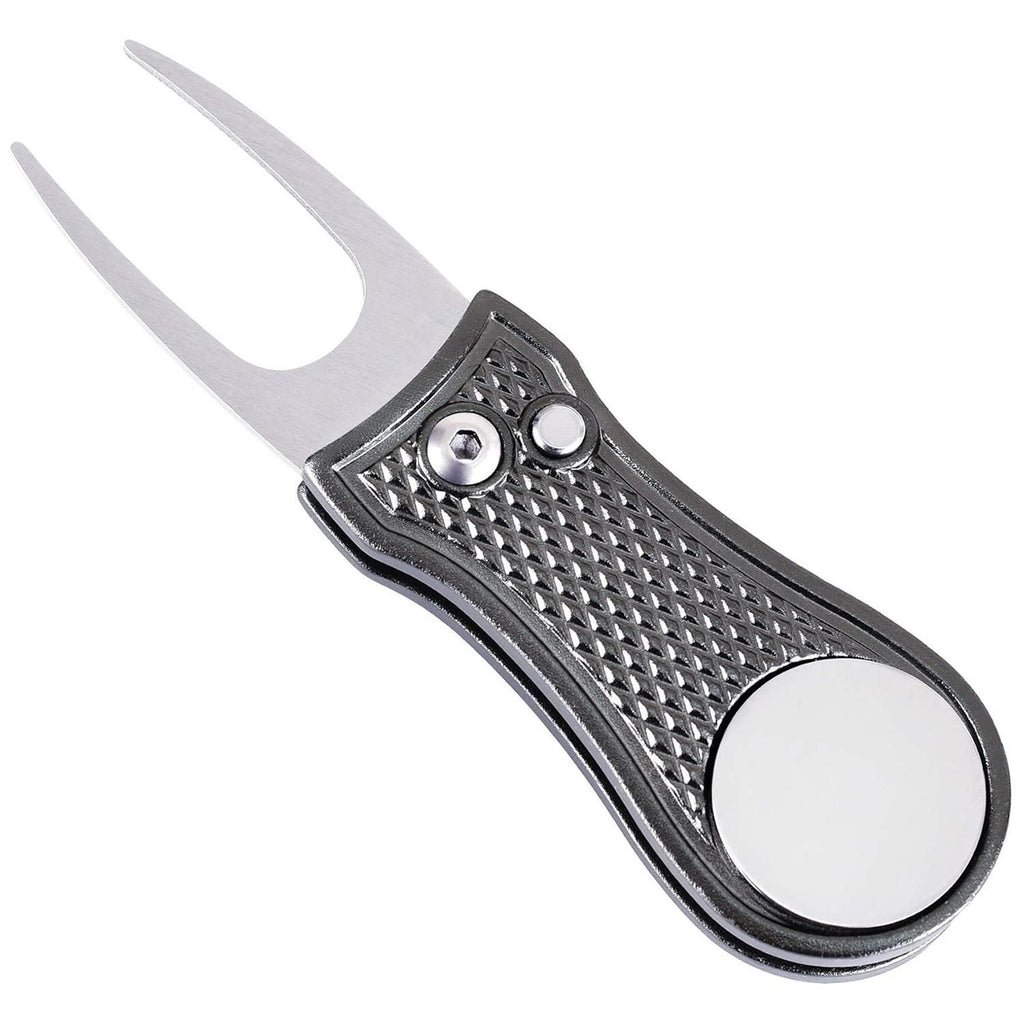 Stainless Steel Golf Green Fork Turf Repair Tool for Lawn Care and Divot Maintenance - Silver