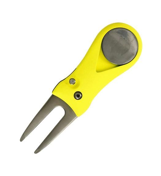 Stainless Steel Golf Green Fork Turf Repair Tool for Lawn Care and Divot Maintenance - Green