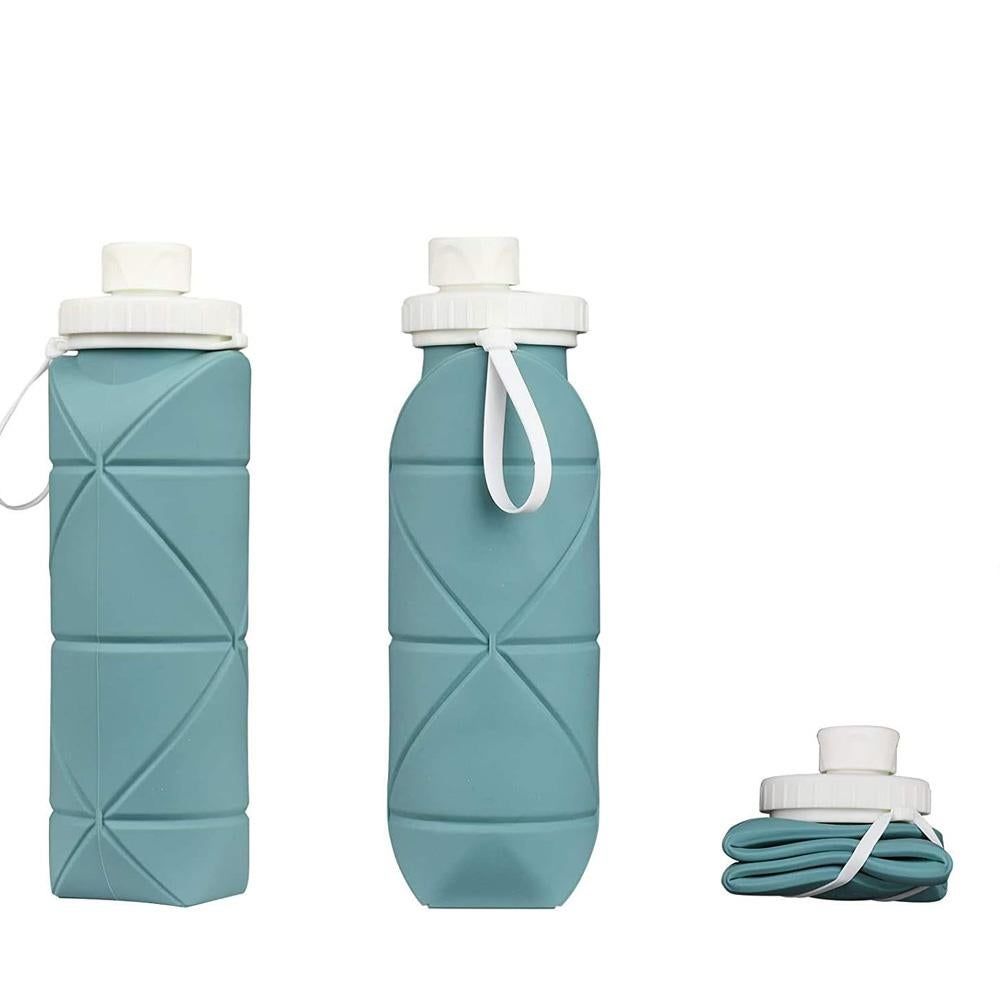 Foldable Collapsible Water Bottle Silicone Leak-proof Reusable for Gym Camping Hiking Travel Sports-Green