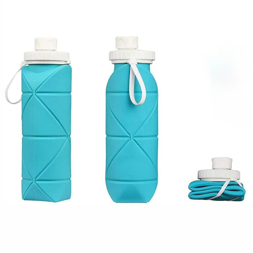 Foldable Collapsible Water Bottle Silicone Leak-proof Reusable for Gym Camping Hiking Travel Sports-Green