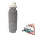 Foldable Collapsible Water Bottle Silicone Leak-proof Reusable for Gym Camping Hiking Travel Sports-Grey