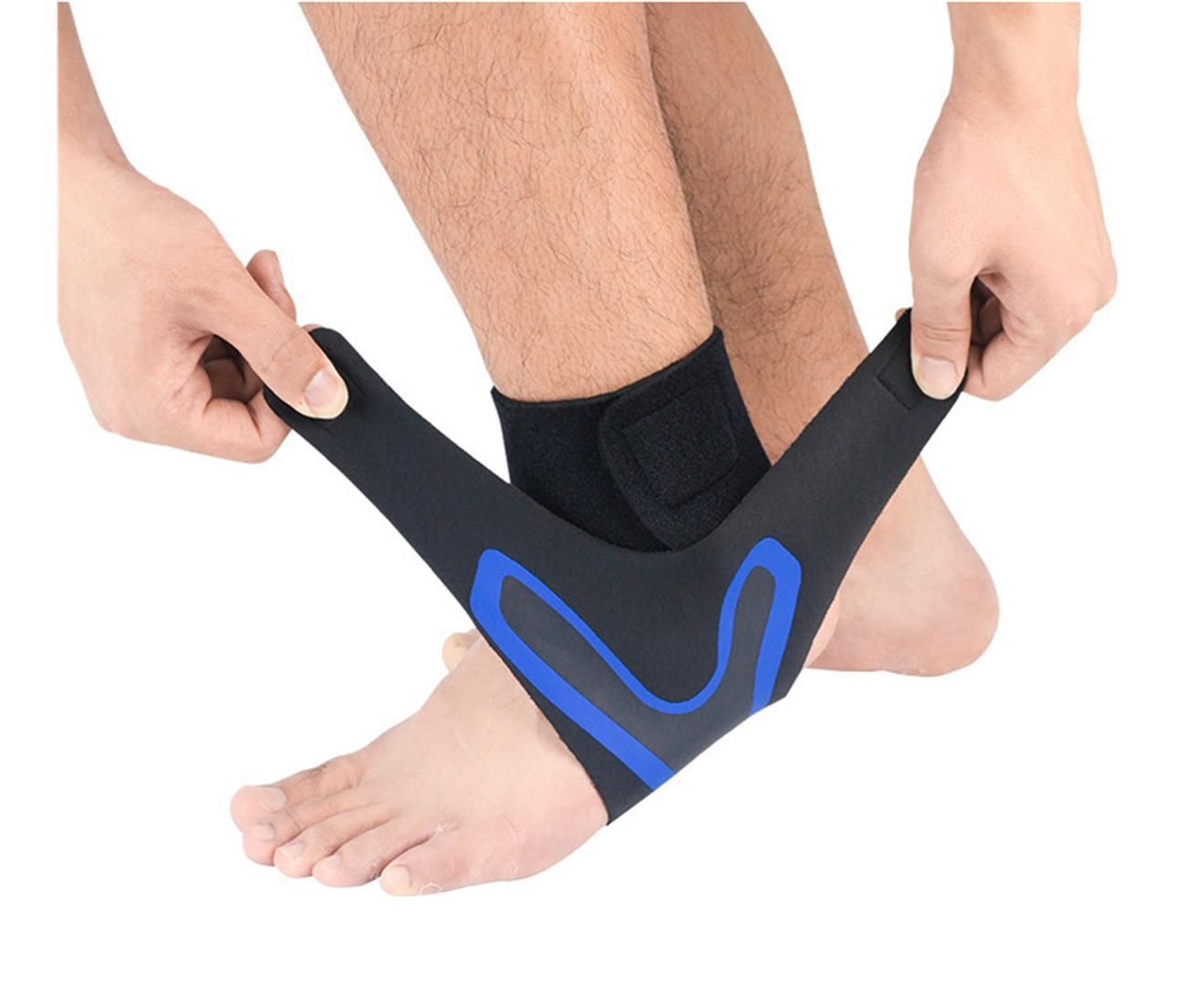 A Pair of Sports Ankle Sleeve Compression Anti-sprain Protection Socks Outdoor Sports Climbing Equipment-Blue M