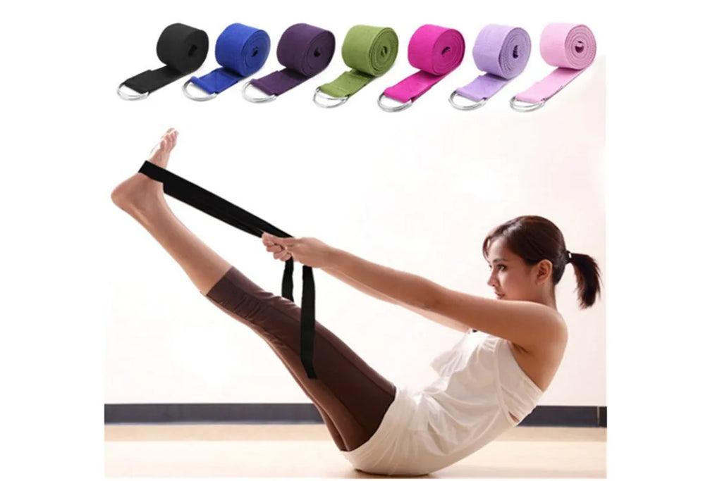 Sport Yoga Stretch Strap D-Ring Belt Gym Waist Leg Fitness 180Cm Adjustable Belt Pink