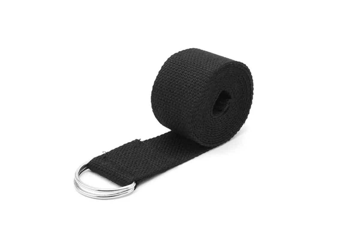 Sport Yoga Stretch Strap D-Ring Belt Gym Waist Leg Fitness 180Cm Adjustable Belt Black