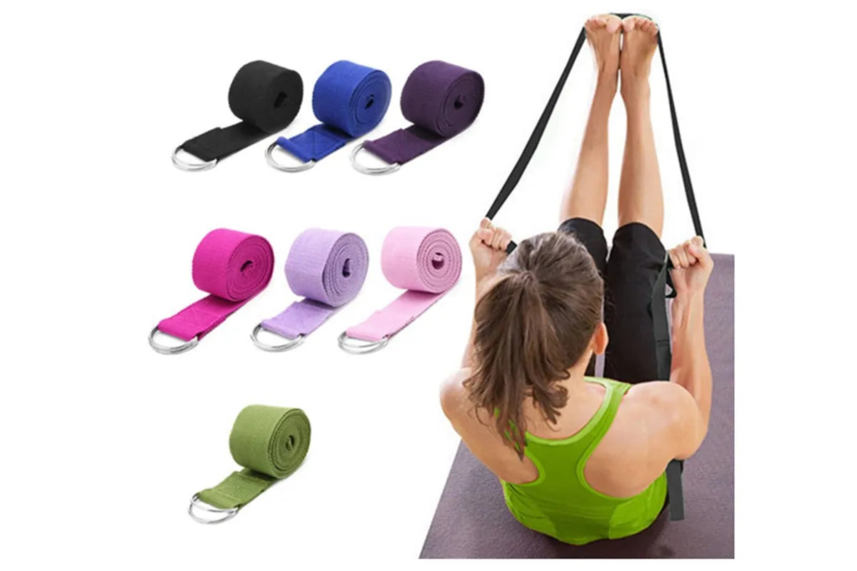 Sport Yoga Stretch Strap D-Ring Belt Gym Waist Leg Fitness 180Cm Adjustable Belt Purple