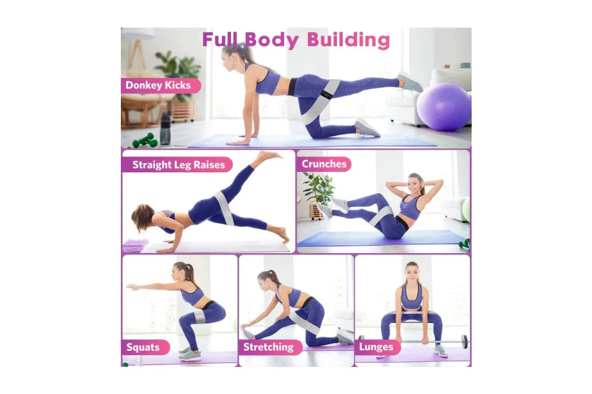 Resistance Bands, Men's and Women's Leg and Glute Level 3 Fabric Workout Bands for Home Fitness Gym Yoga Squat Glutes - 3-Pack