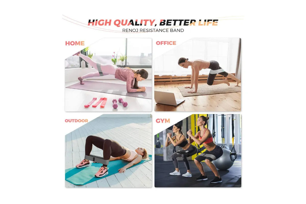 Resistance Bands, Men's and Women's Leg and Glute Level 3 Fabric Workout Bands for Home Fitness Gym Yoga Squat Glutes - 3-Pack
