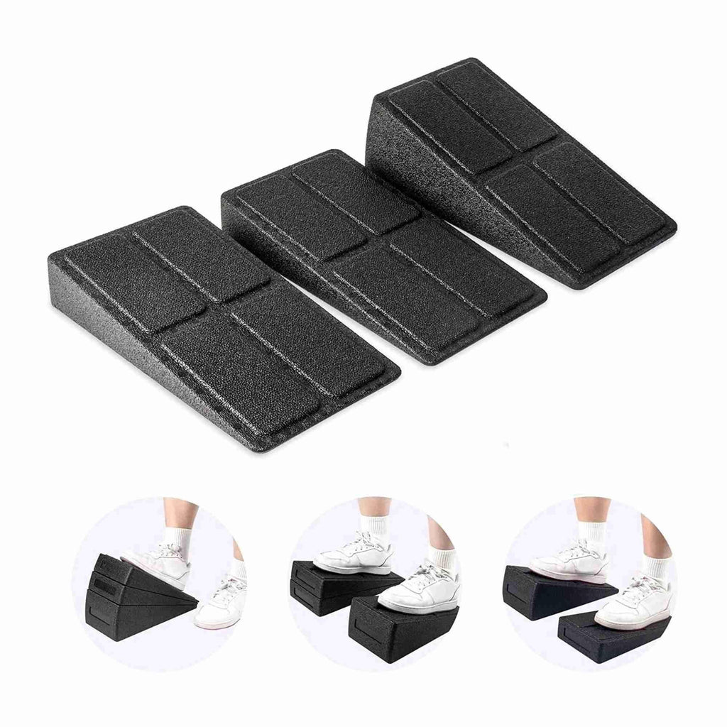 3pcs Slant Board Squat Wedge Set Calf Stretcher Yoga Block Exercise Gym Fitness