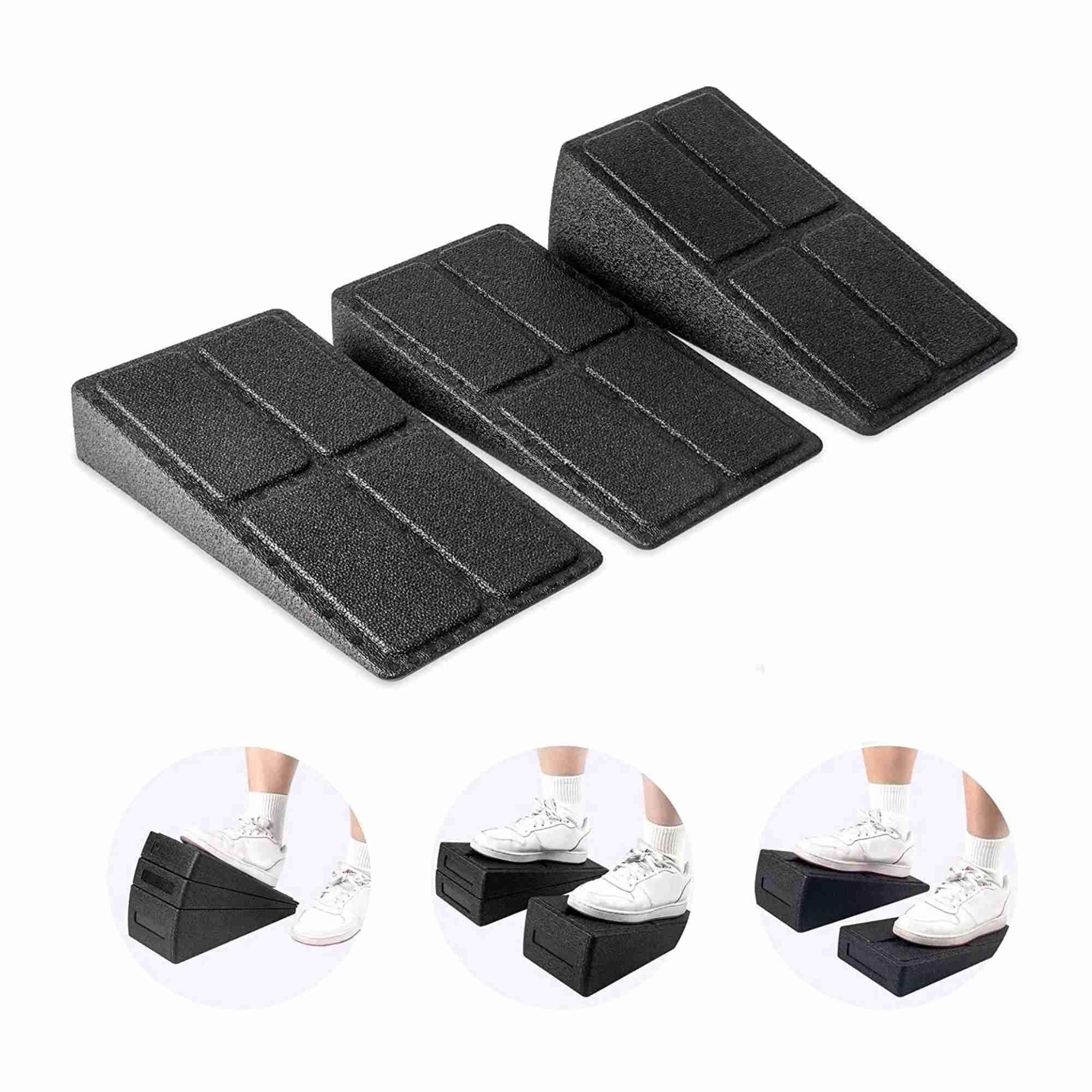 3pcs Slant Board Squat Wedge Set Calf Stretcher Yoga Block Exercise Gym Fitness