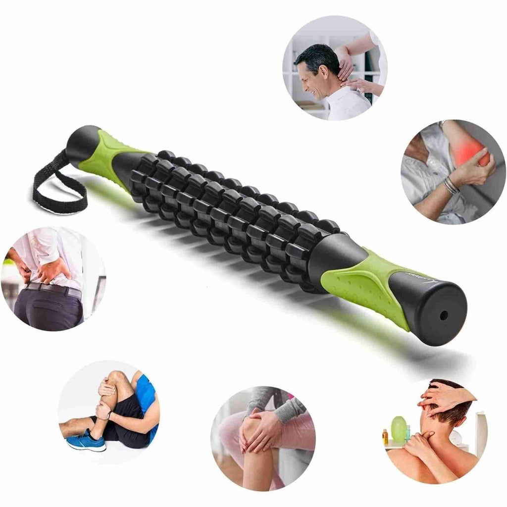 Muscle Massage Roller Stick Deep Tissue Fascia Bar support Fitness Training Gym - Black