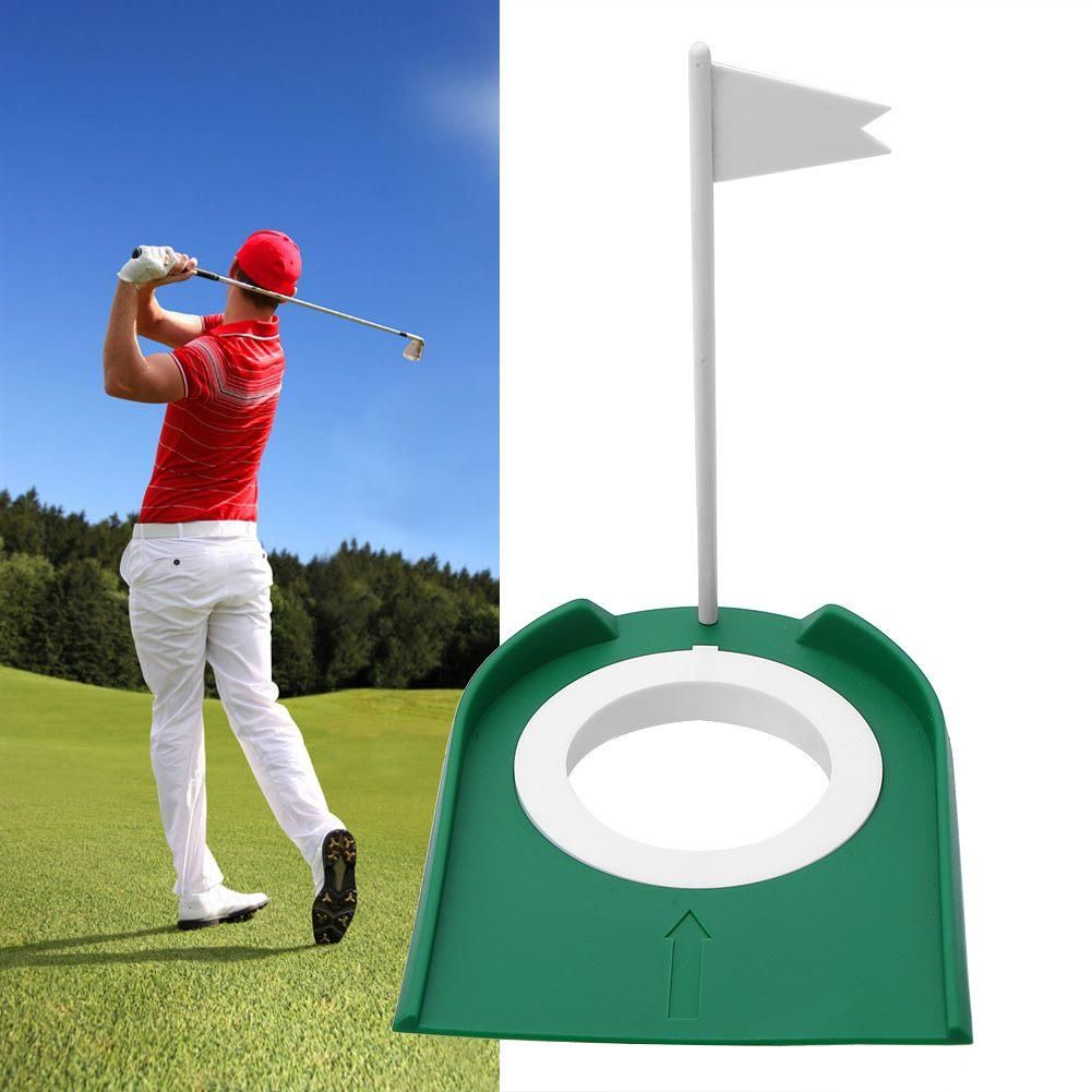 Indoor Golf Putting Cup Practice Aids with Adjustable Hole White Flag Plastic