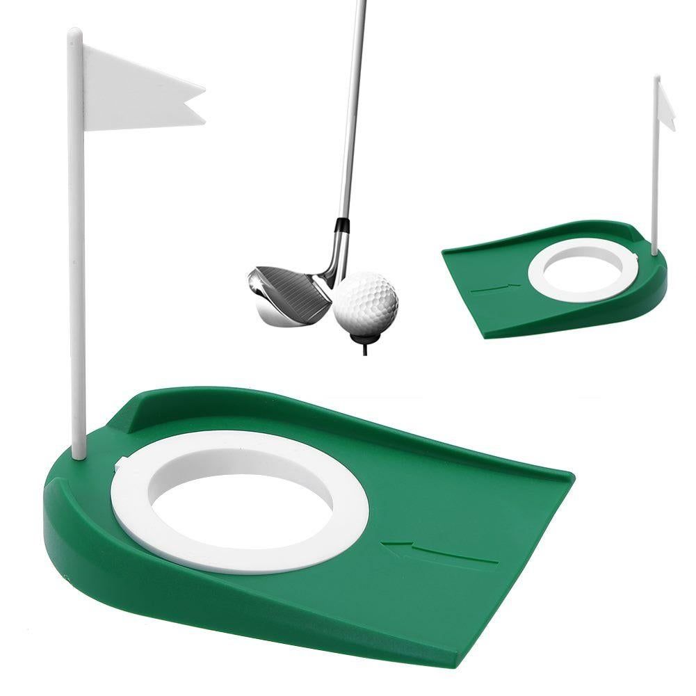 Indoor Golf Putting Cup Practice Aids with Adjustable Hole White Flag Plastic
