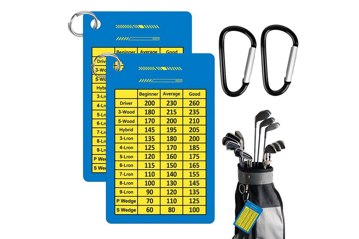 2PCS Golf Club Range Chart Card Golf Club Distance Card Golf Score Cards