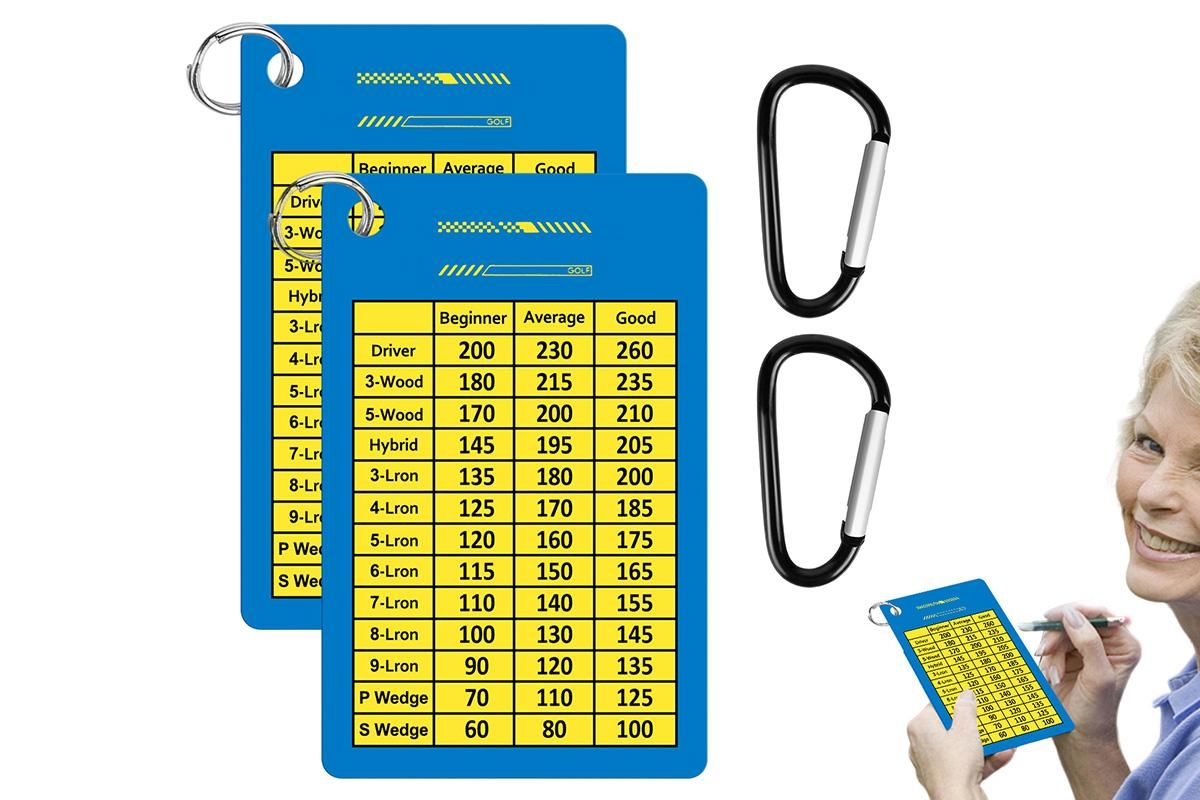 2PCS Golf Club Range Chart Card Golf Club Distance Card Golf Score Cards