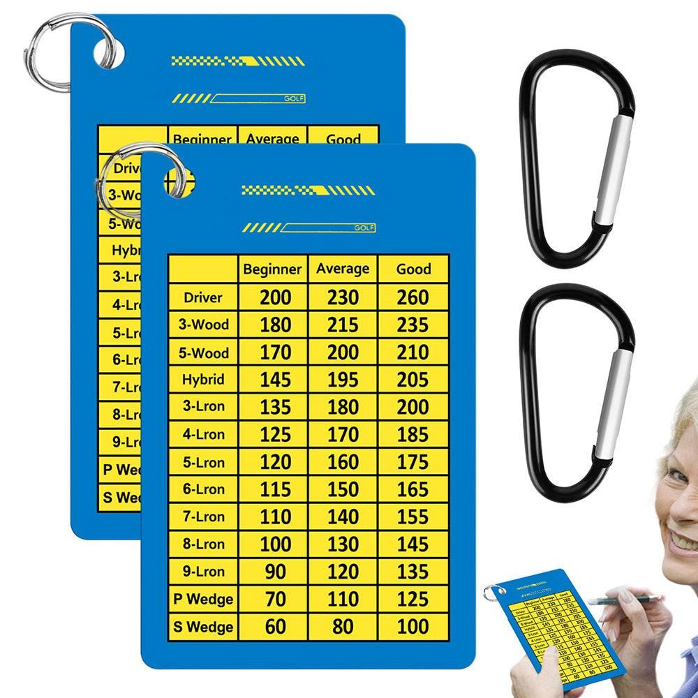 2PCS Golf Club Range Chart Card Golf Club Distance Card Golf Score Cards