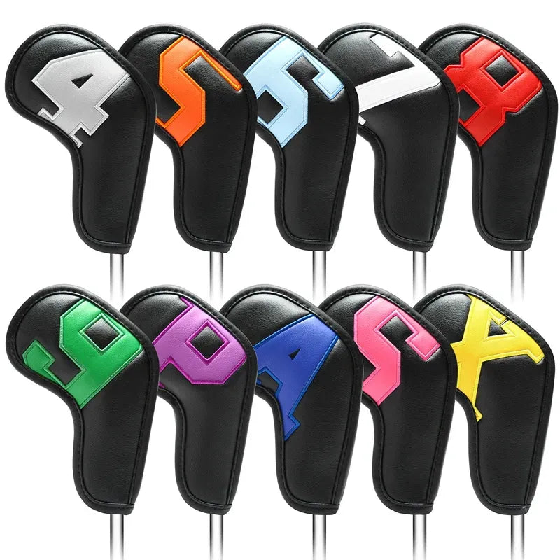 10PcSet Golf Iron Covers Golf Club Head Covers Wedges 4 - 9