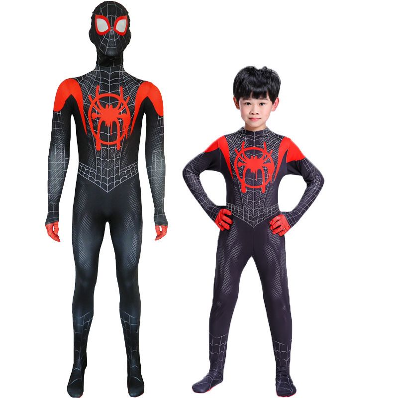 Spiderman Cosplay Costume Milk Silk One Piece Suit New Remy + Headgear Children's 120 yards
