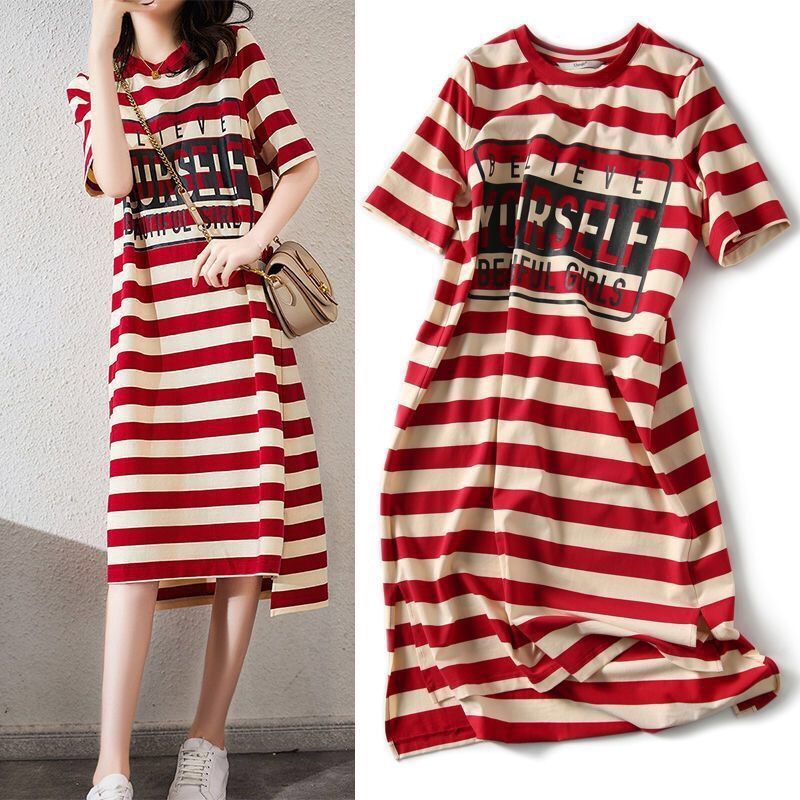 Zebina Womens Striped Short Sleeve Dress Black 3XL