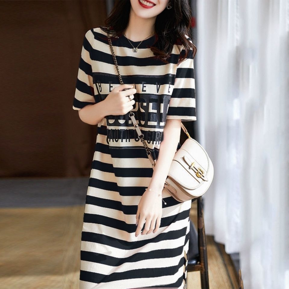 Zebina Womens Striped Short Sleeve Dress Black 3XL