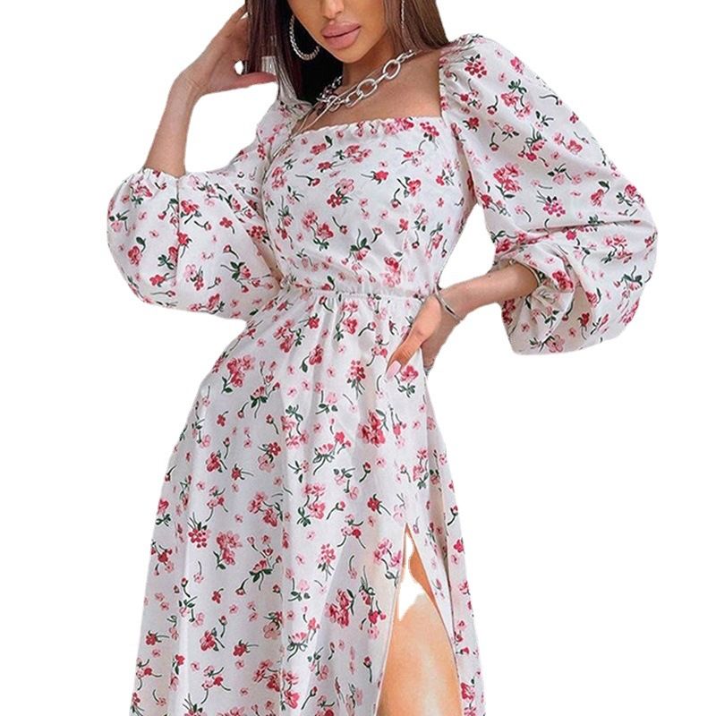Hong Hao Women Printed Backless Long Dress Spring 2026 White 3XL