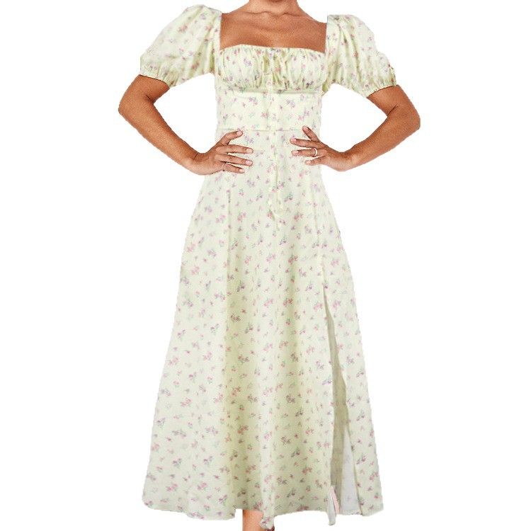 Hongyi Floral Long Dress Summer 2026 New flower goose yellow 3XL