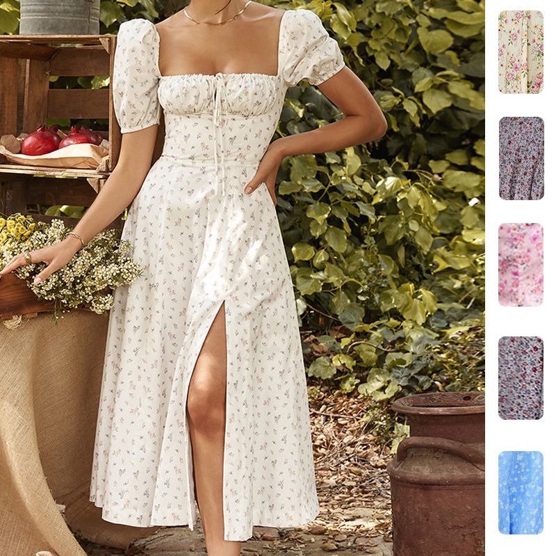 Hongyi Floral Long Dress Summer 2026 Green 3XL
