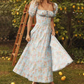 Hongyi Floral Long Dress Summer 2026 Blue Bottom Floral 3XL