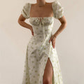 Hongyi Floral Long Dress Summer 2026 White Green 3XL