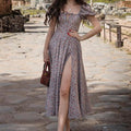 Hongyi Floral Long Dress Summer 2026 Grey 2XL Size: XXL; Height (cm): 175-180; Weight (kg): 65-70; Bust (cm): 98-102; Waist (cm): 82-86; Shoulder width (cm): 41; Length (cm): 66