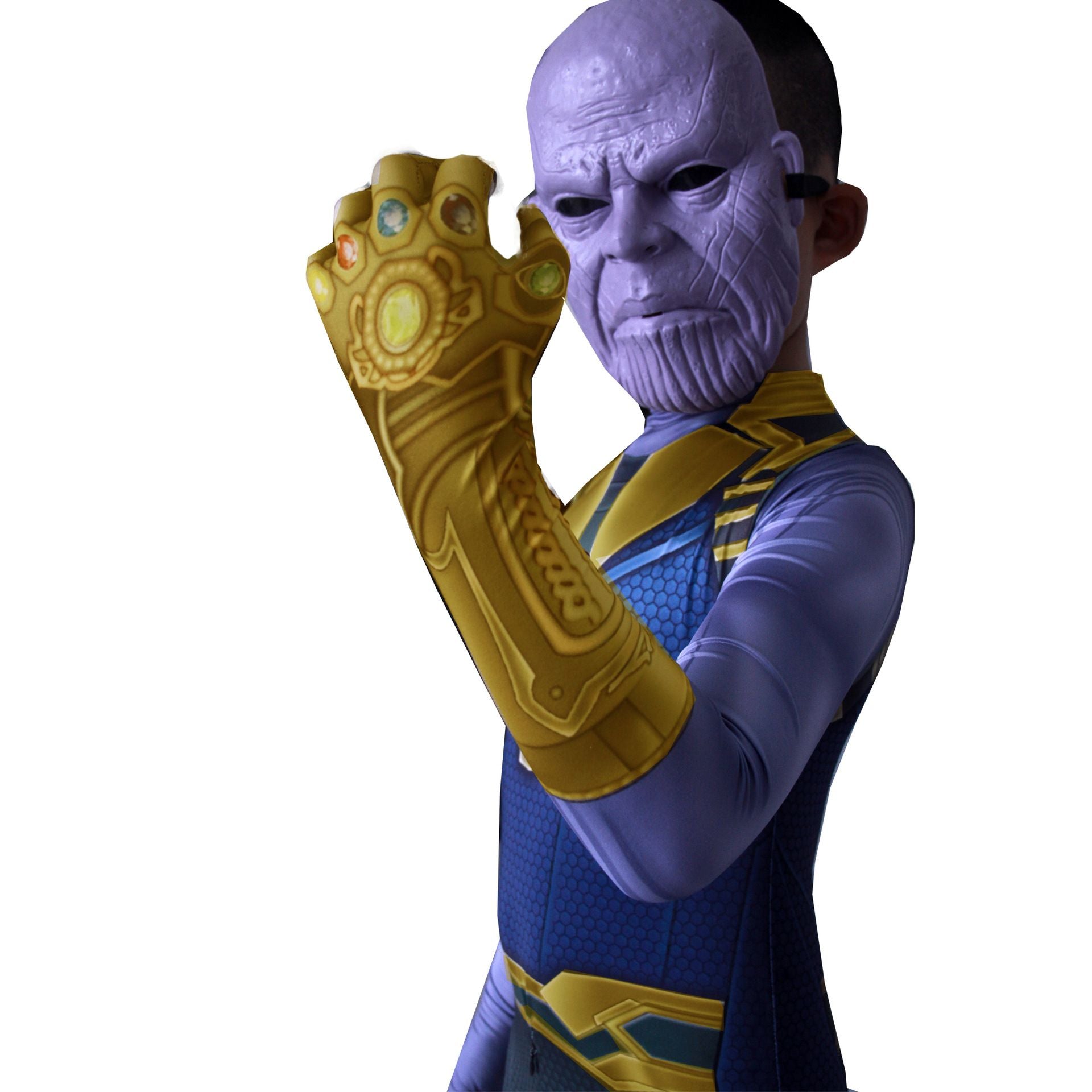 Spiderman Cosplay Costume Milk Silk One Piece Suit Thanos + Luminous Mask 180