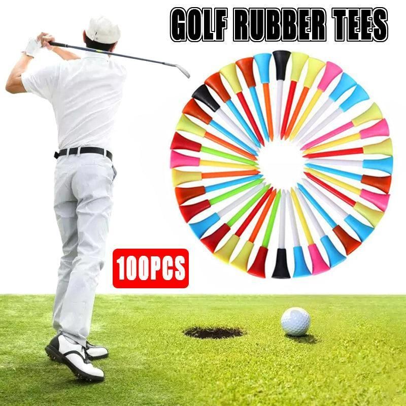 100Pack 83mm Multi-Color Golf Tees with Rubber Cushion