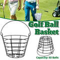 Heavy Duty Iron Golf Ball Basket 50 Ball Range Carrier with Handle Black