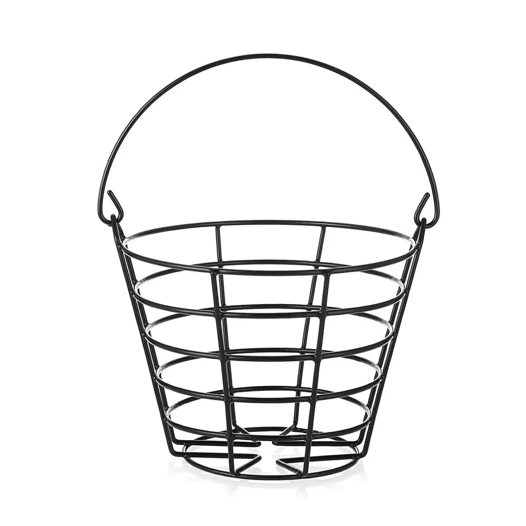 Heavy Duty Iron Golf Ball Basket 50 Ball Range Carrier with Handle Black