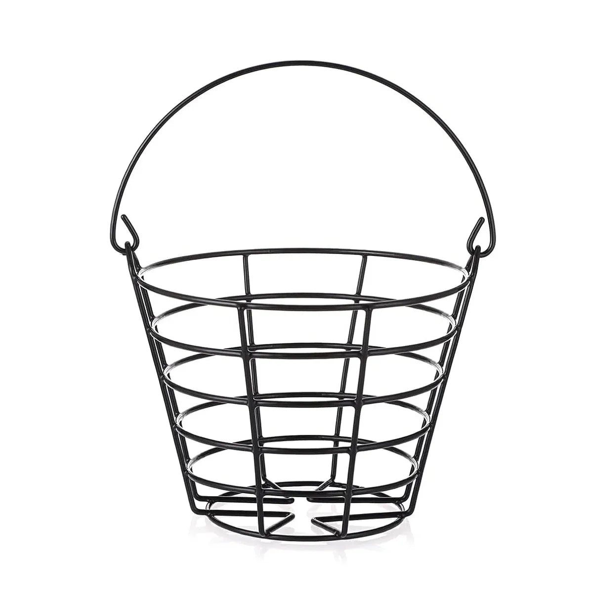 Heavy Duty Iron Golf Ball Basket 50 Ball Range Carrier with Handle Black