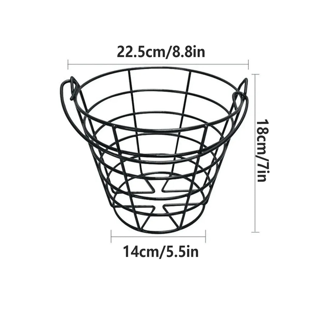 Heavy Duty Iron Golf Ball Basket 50 Ball Range Carrier with Handle Black