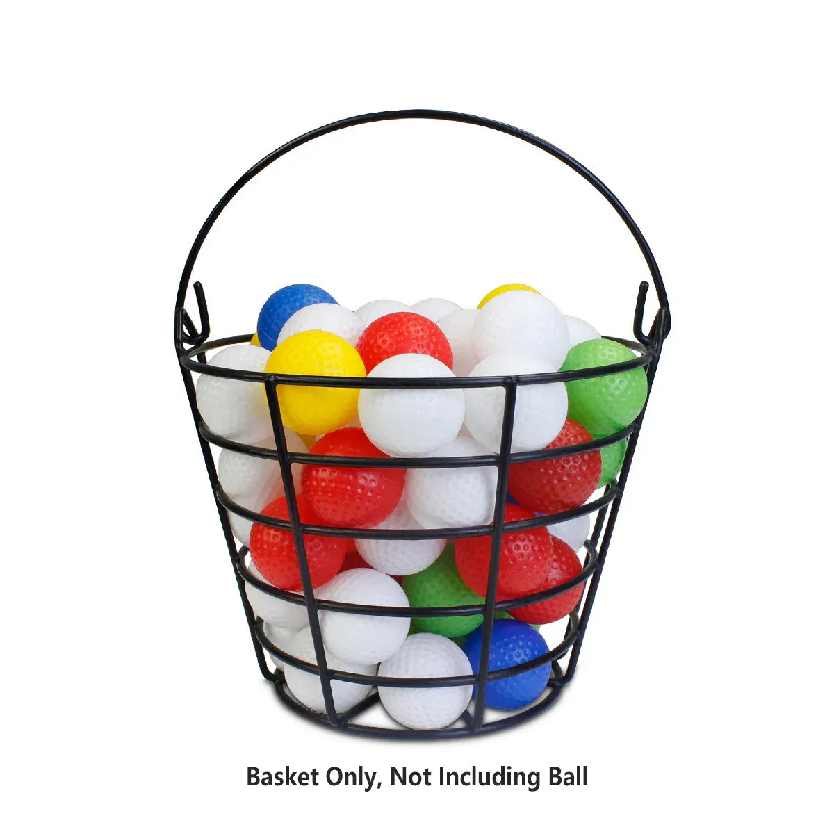 Heavy Duty Iron Golf Ball Basket 50 Ball Range Carrier with Handle Black