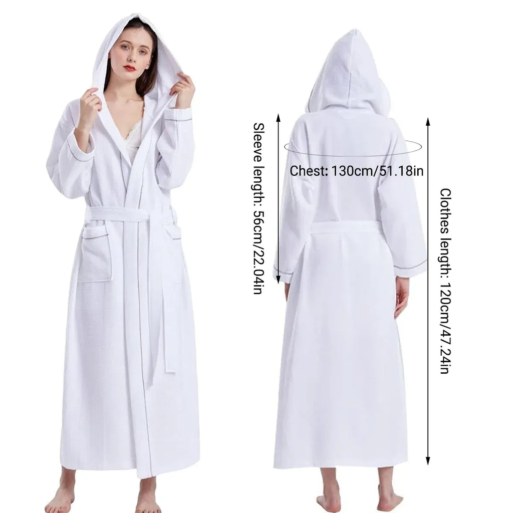 Hotel Bathrobe Waffle Hooded Robe Soft Absorbent for Men and Women Unisex Towels